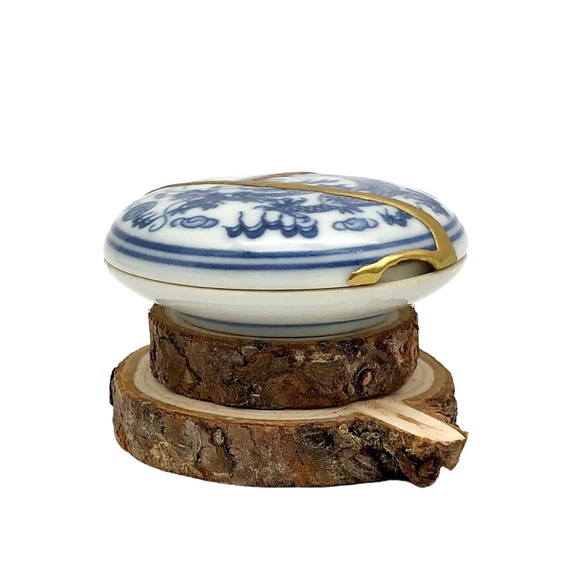 Kintsugi Chinese Porcelain Dragon 5-Claw Blue White Box Gold Crack Growth Gift - Picture 9 of 16